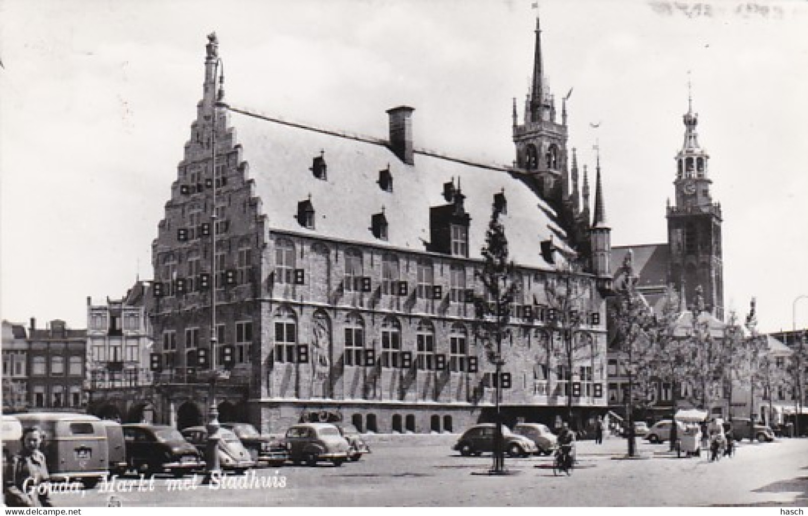 485116Gouda, Markt Met Stadhuis. 1964. (FOTOKAART)(randen Afgeknipt ??) - Gouda