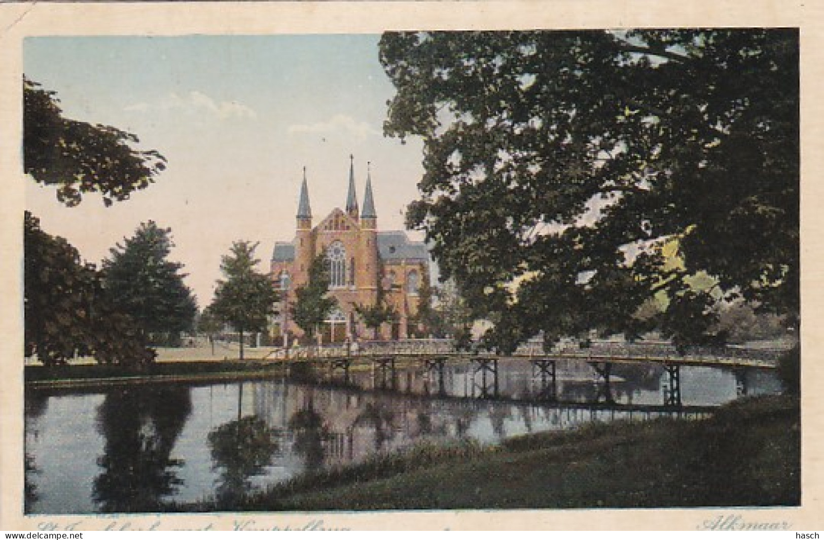 485168Alkmaar, St. Jozefskerk Met Knuppelbrug. (linksboven Een Kleine Vouw) - Alkmaar