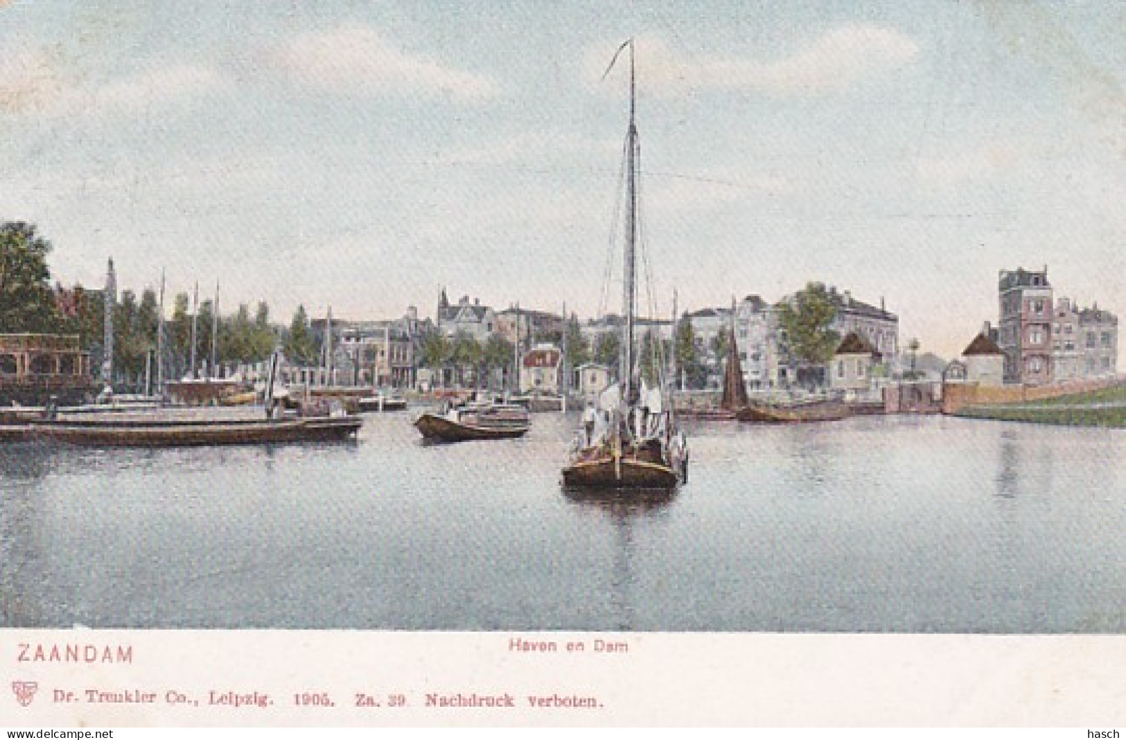 485189Zaandam, Haven En Dam. Rond 1900.  - Zaandam