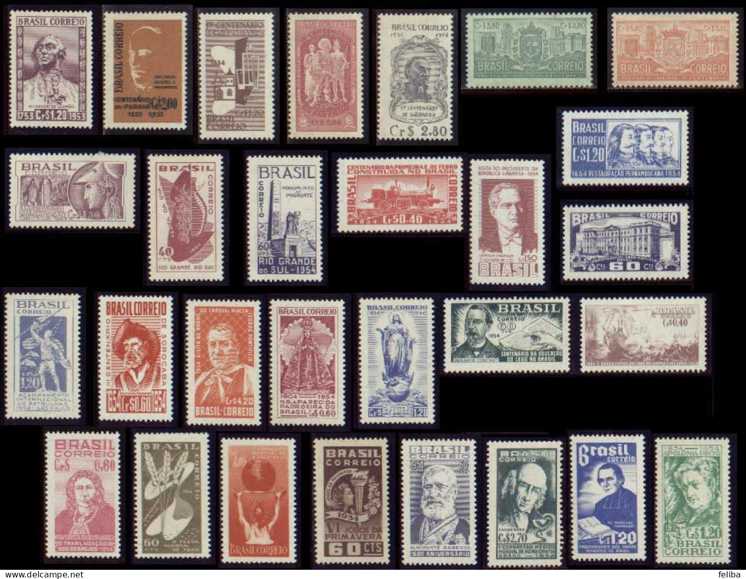 Brazil 1954 Unused Commemorative Stamps - Full Years