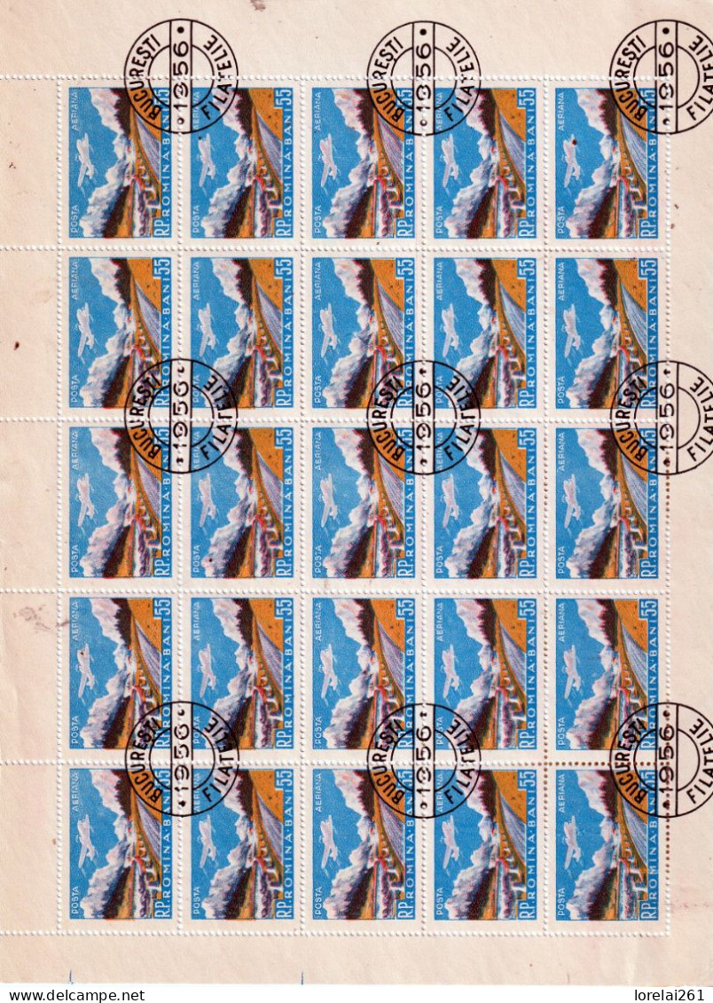 1956 - Aviation /feuille Complète COMPLÈTE X 25 - Volledige & Onvolledige Vellen