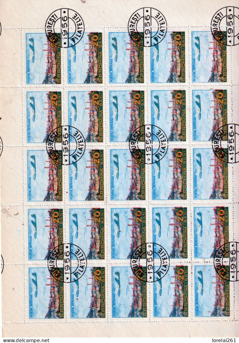 1956 - Aviation /feuille Complète COMPLÈTE X 25 - Feuilles Complètes Et Multiples