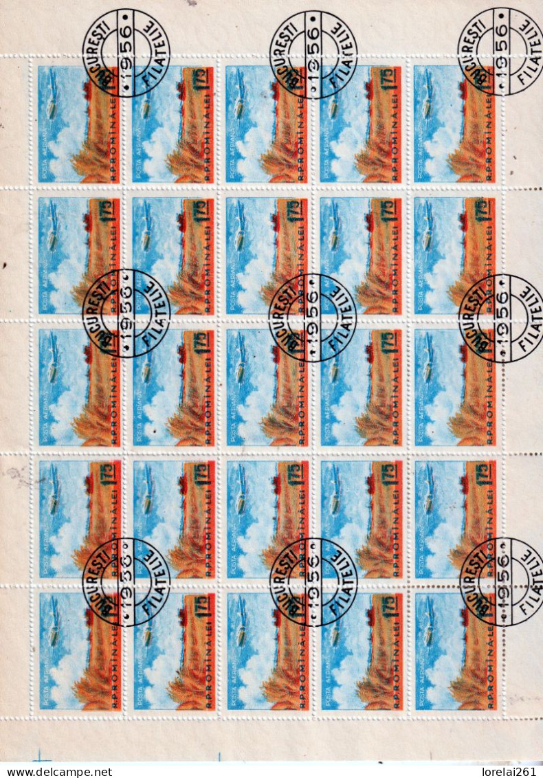 1956 - Aviation /feuille Complète COMPLÈTE X 25 - Volledige & Onvolledige Vellen