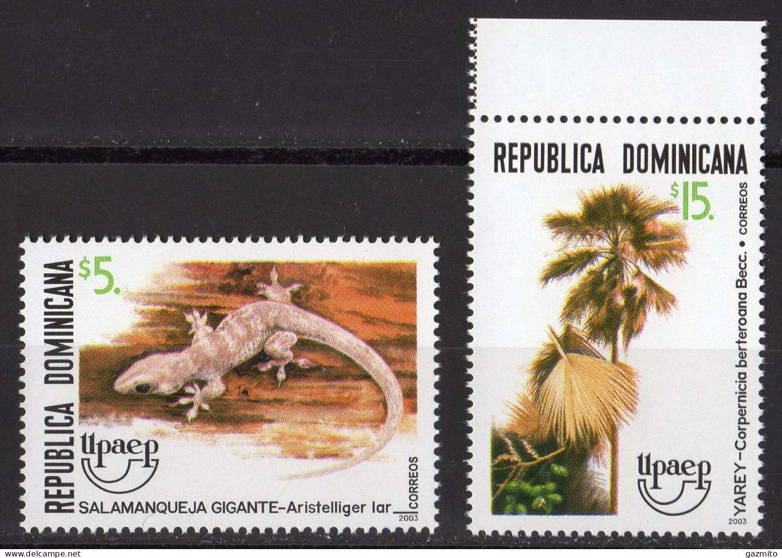 Dominicana 2003, UPAEP, Geko, Palm, 2val - UPU (Unione Postale Universale)