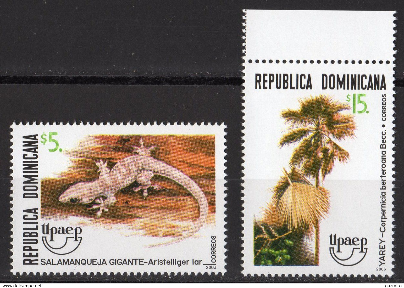 Dominicana 2003, UPAEP, Geko, Palm, 2val - UPU (Wereldpostunie)