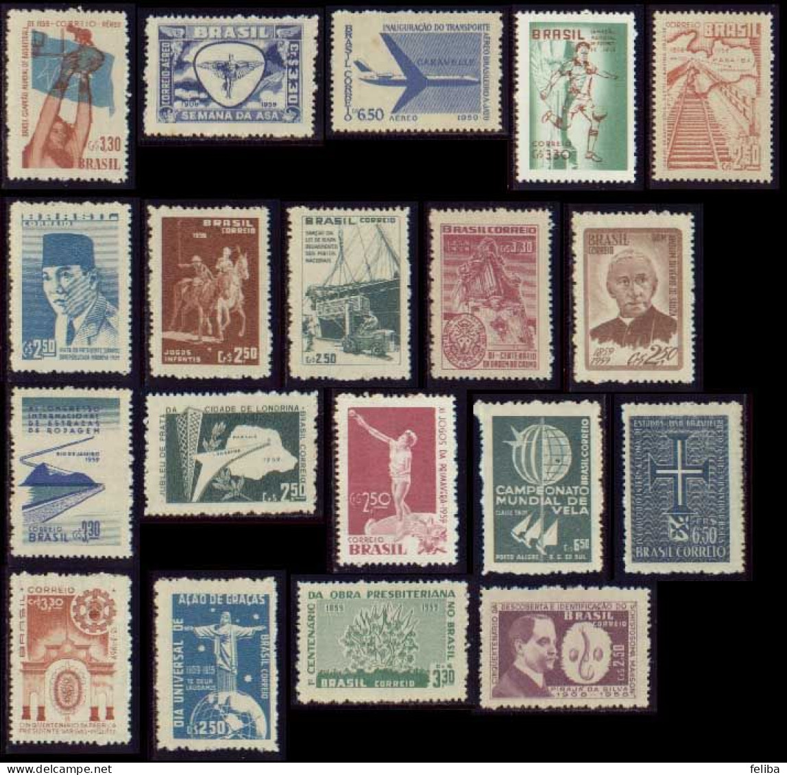 Brazil 1959 Unused Commemorative Stamps - Annate Complete