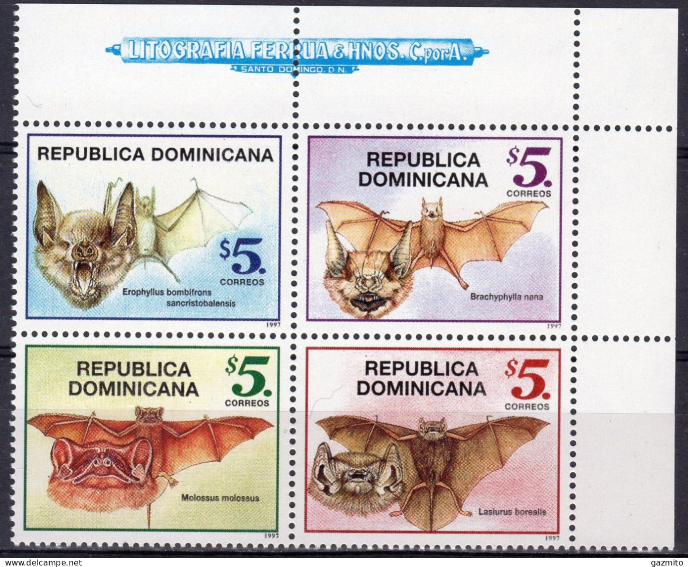 Dominicana 1997, Bats, 4val - Murciélagos