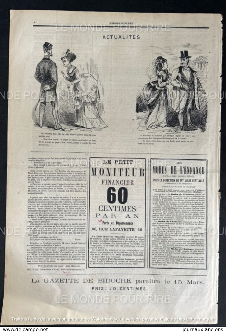 1870 Léon GAMBETTA Par Henri DEMARE - Journal LE MONDE POUR RIRE N° 107 - Non Classés