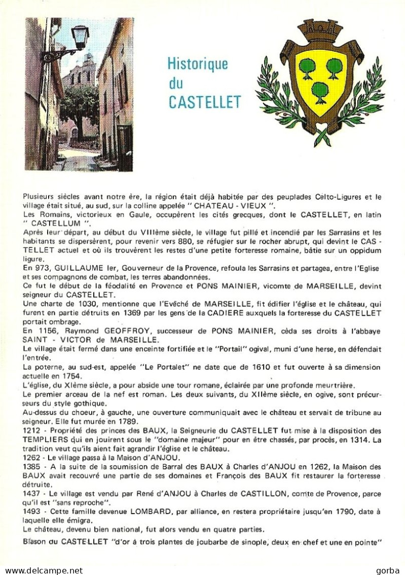 *CPM Toilée - 83 - LE CASTELLET - Vieille Rue, Blason Et Historique - Le Castellet
