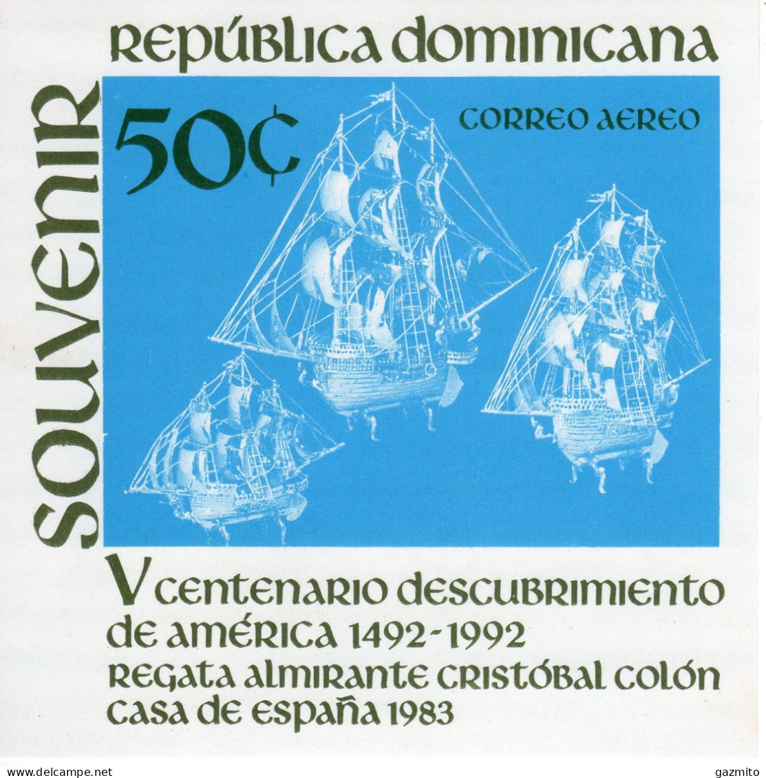 Dominicana 1983, Columbus, Ships, 1val IMPERFORATED - Christopher Columbus