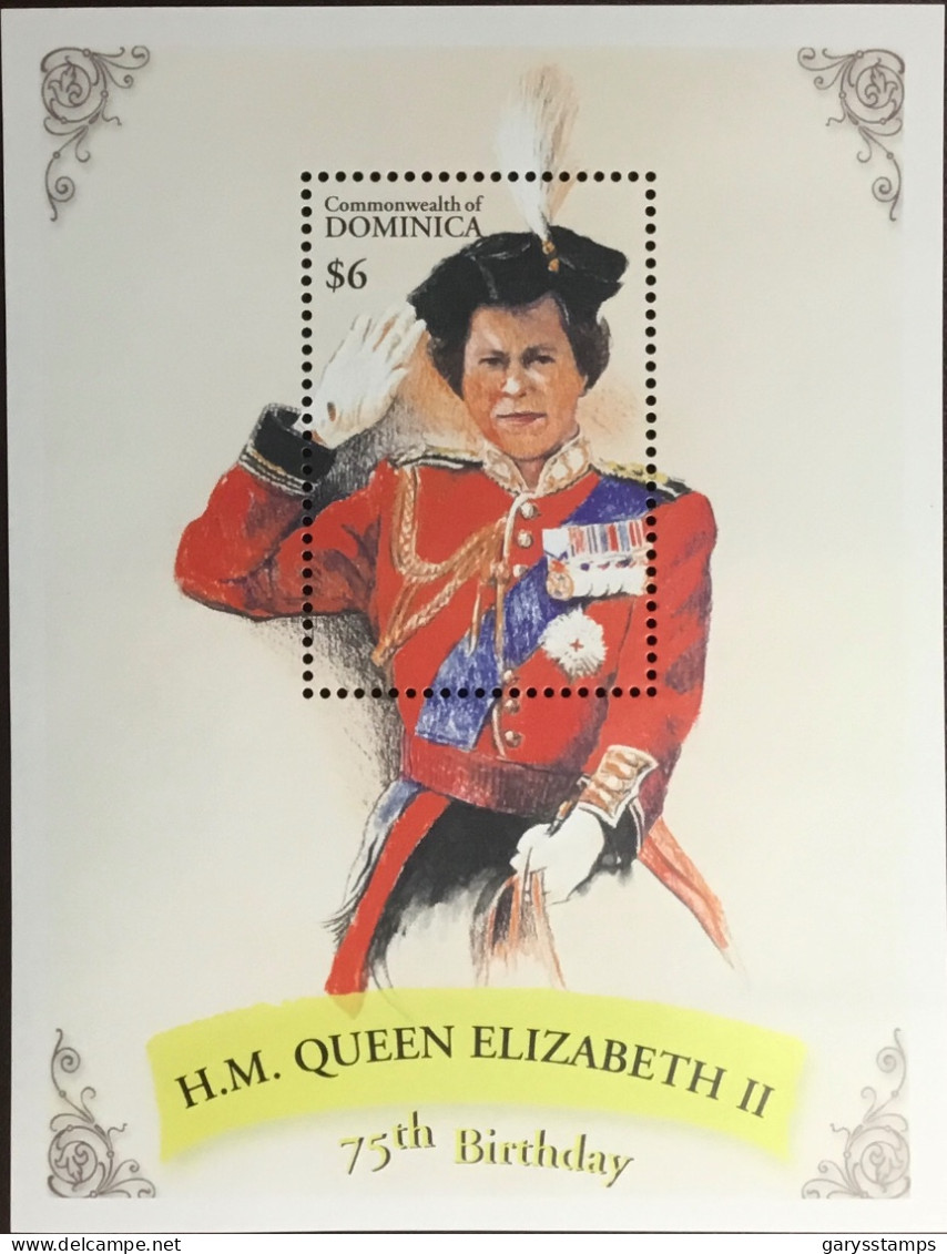 Dominica 2001 Queen’s 75th Birthday Minisheet MNH - Dominique (1978-...)