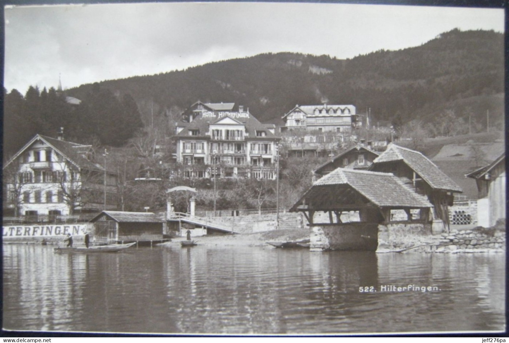 Carte Photo Hilterfingen - Les Hôtels Touristiques - Vue Du Lac Et Hangars à Bateaux Avec Animation   A Voir ! - Hilterfingen