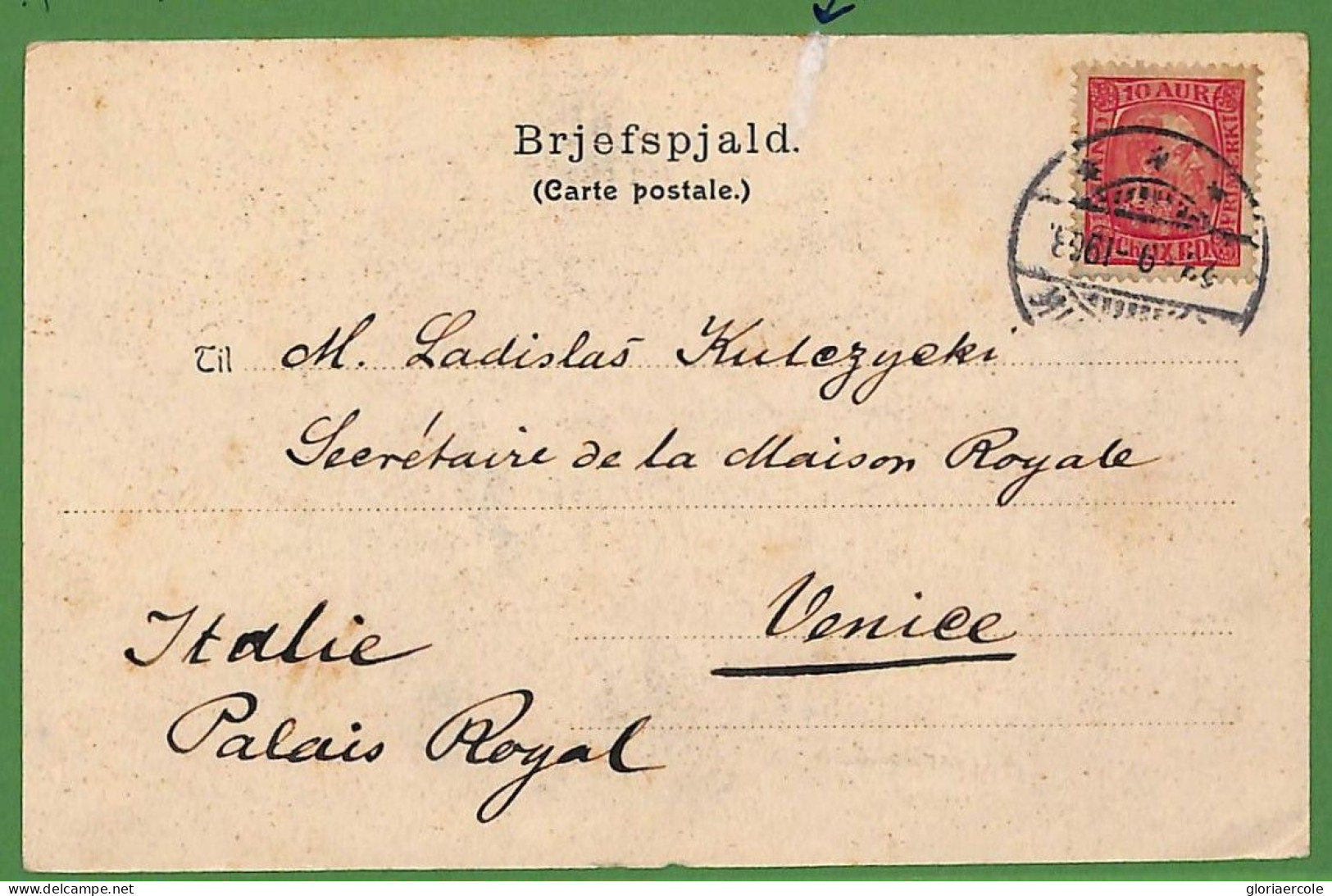 Ad0992 - ICELAND - Postal History -  POSTCARD To ITALY  1903 - Briefe U. Dokumente