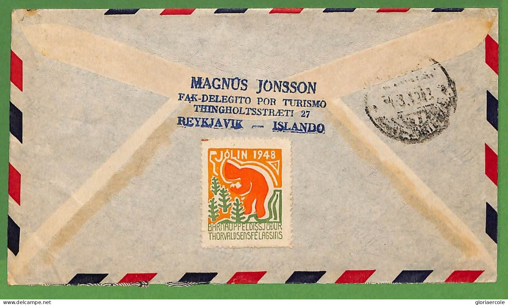 Ad0993 - ICELAND - Postal History -  AIRMAIL COVER To ITALY  1948 - Cartas & Documentos