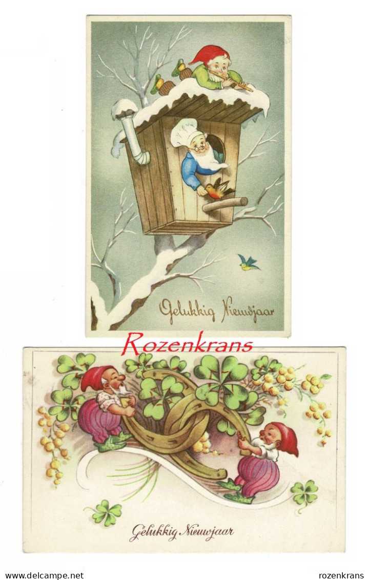 Lot CPA X 2 Illustrateur Illustrator Kabouter Dwerg Gnome Gnom Lutin Zwerg Kobold Erdmännchen Duende Carte Postale - Fairy Tales, Popular Stories & Legends