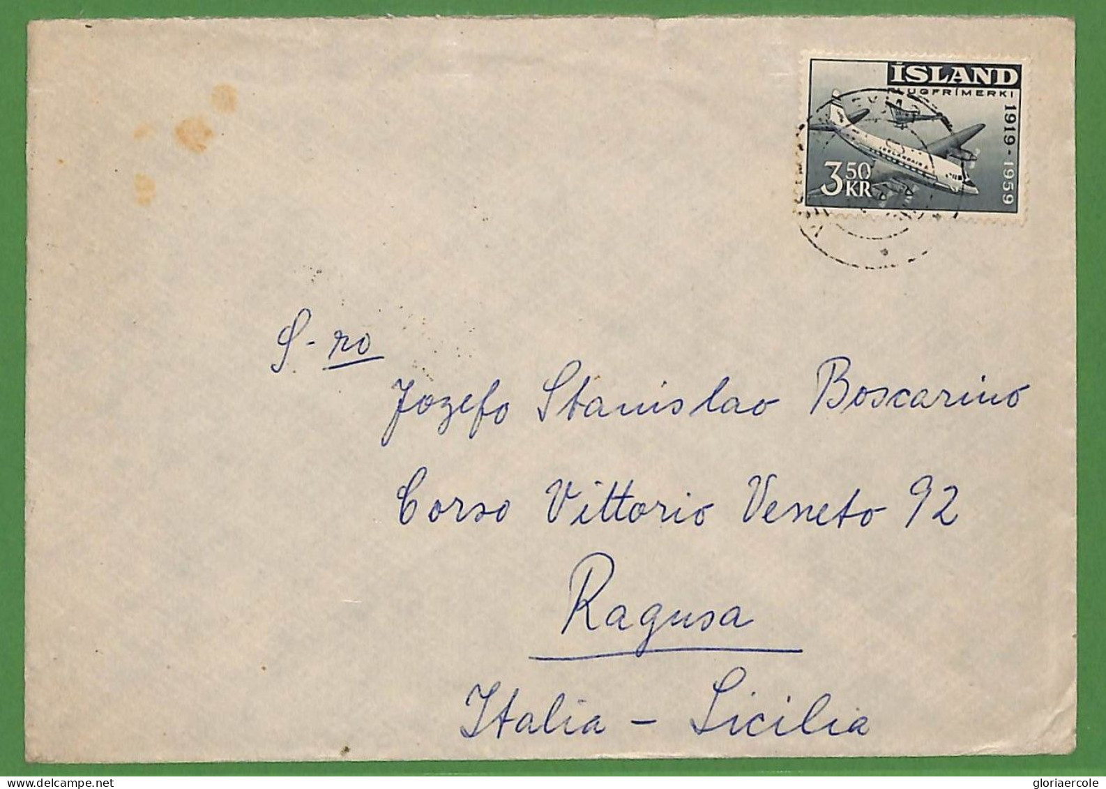 Ad0995 - ICELAND - Postal History - COVER To ITALY  1960 - Cartas & Documentos