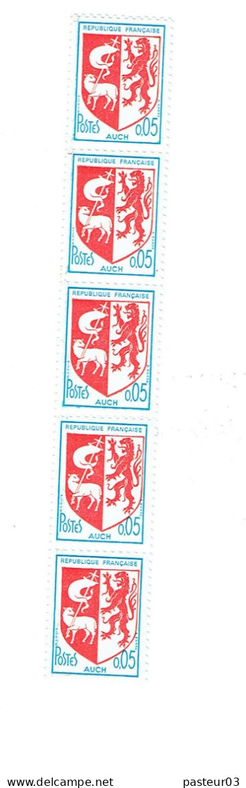 1468 B Blason D'Auch Roulette De 5 Timbres Avec Numéro Rouge Au Verso Sur Un - Coil Stamps