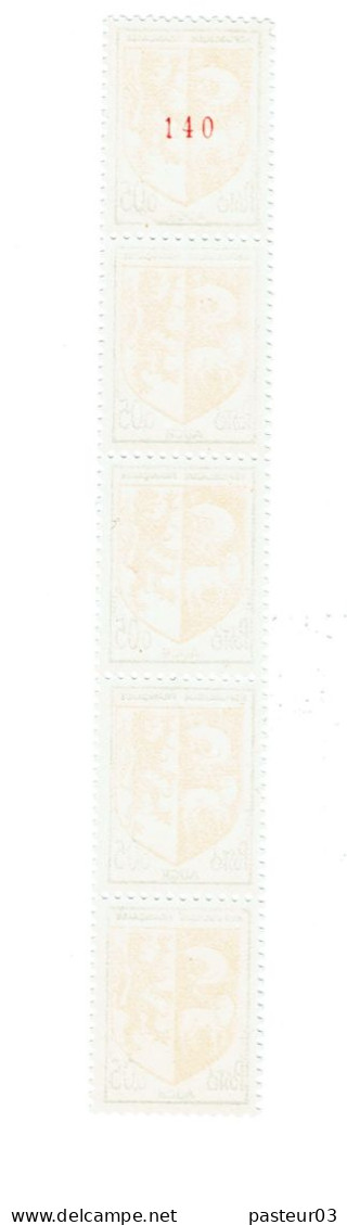 1468 B Blason D'Auch Roulette De 5 Timbres Avec Numéro Rouge Au Verso Sur Un - Roulettes