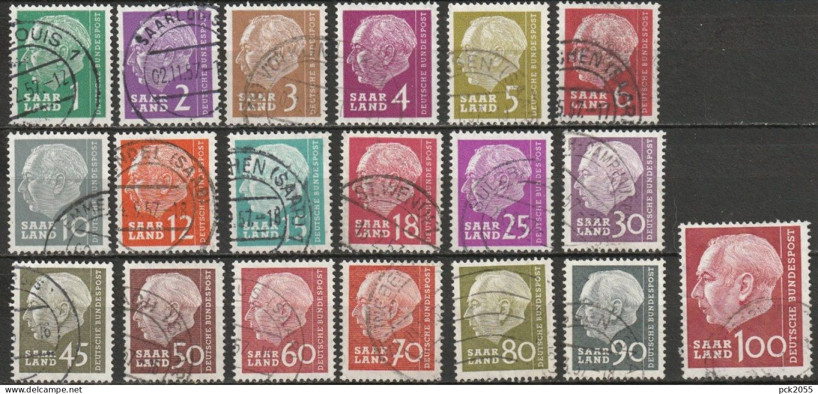 Saarland1957 MiNr.380 - 398  O Gestempelt Bundespräsident Theodor Heuss ( D 1540 )günstige Versandkosten - Gebraucht