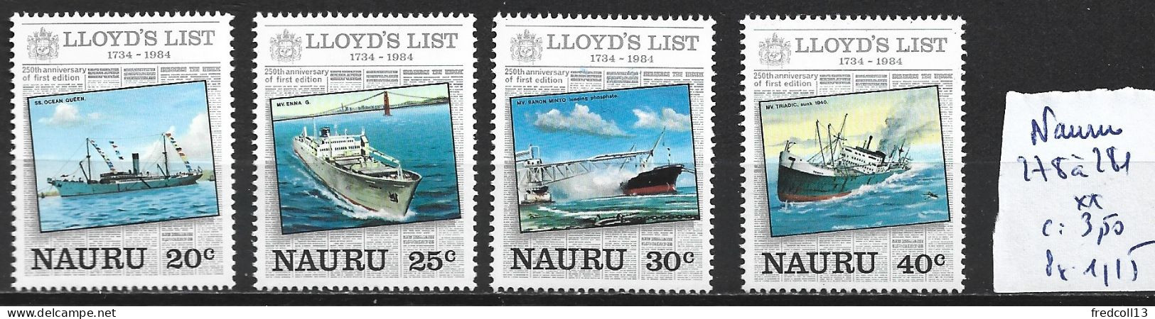 NAURU 278 à 81 ** Côte 3.50 € - Nauru