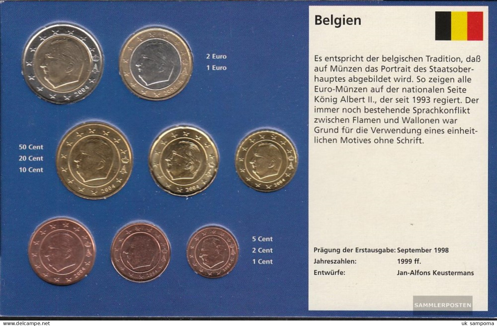 Belgium 2004 Stgl./unzirkuliert Kursmünzensatz Stgl./unzirkuliert 2004 Euro Reissue - Belgio