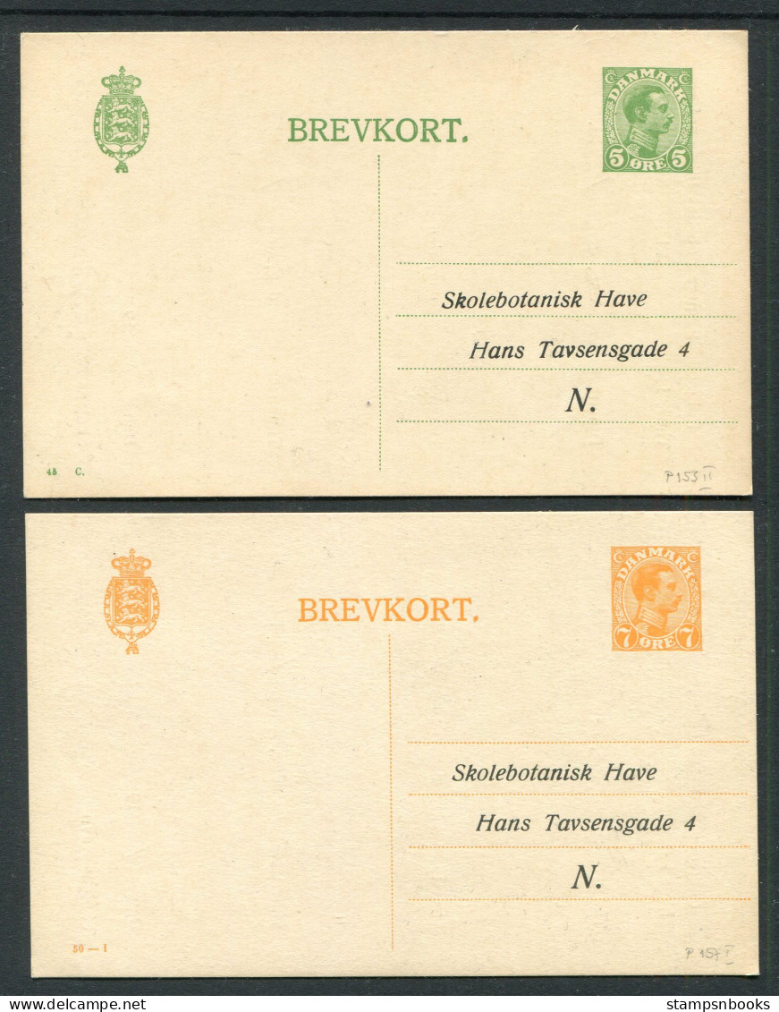 1919 Denmark X 2 Brevkort Stationery Postcards 5ore & 7ore Skolebotaniske Copenhagen Botanical  - Postwaardestukken