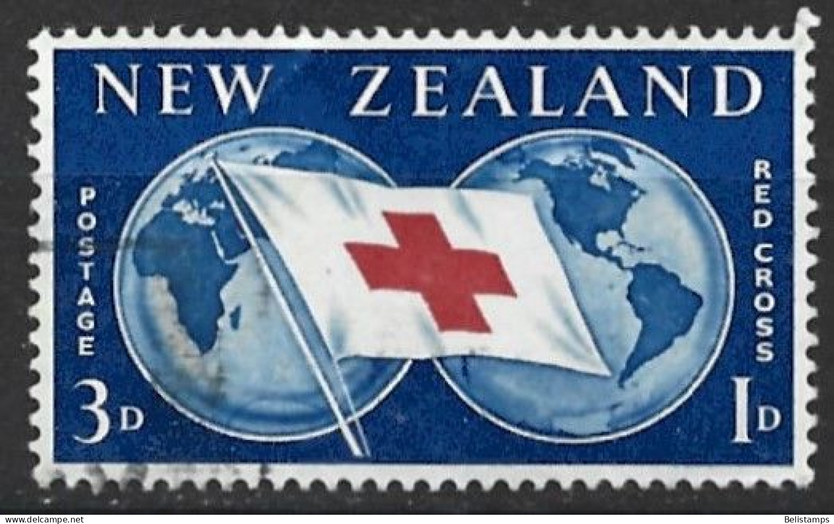 New Zealand 1959. Scott #56 (U) Globes And Red Cross Flag  *Complete Issue* - Service