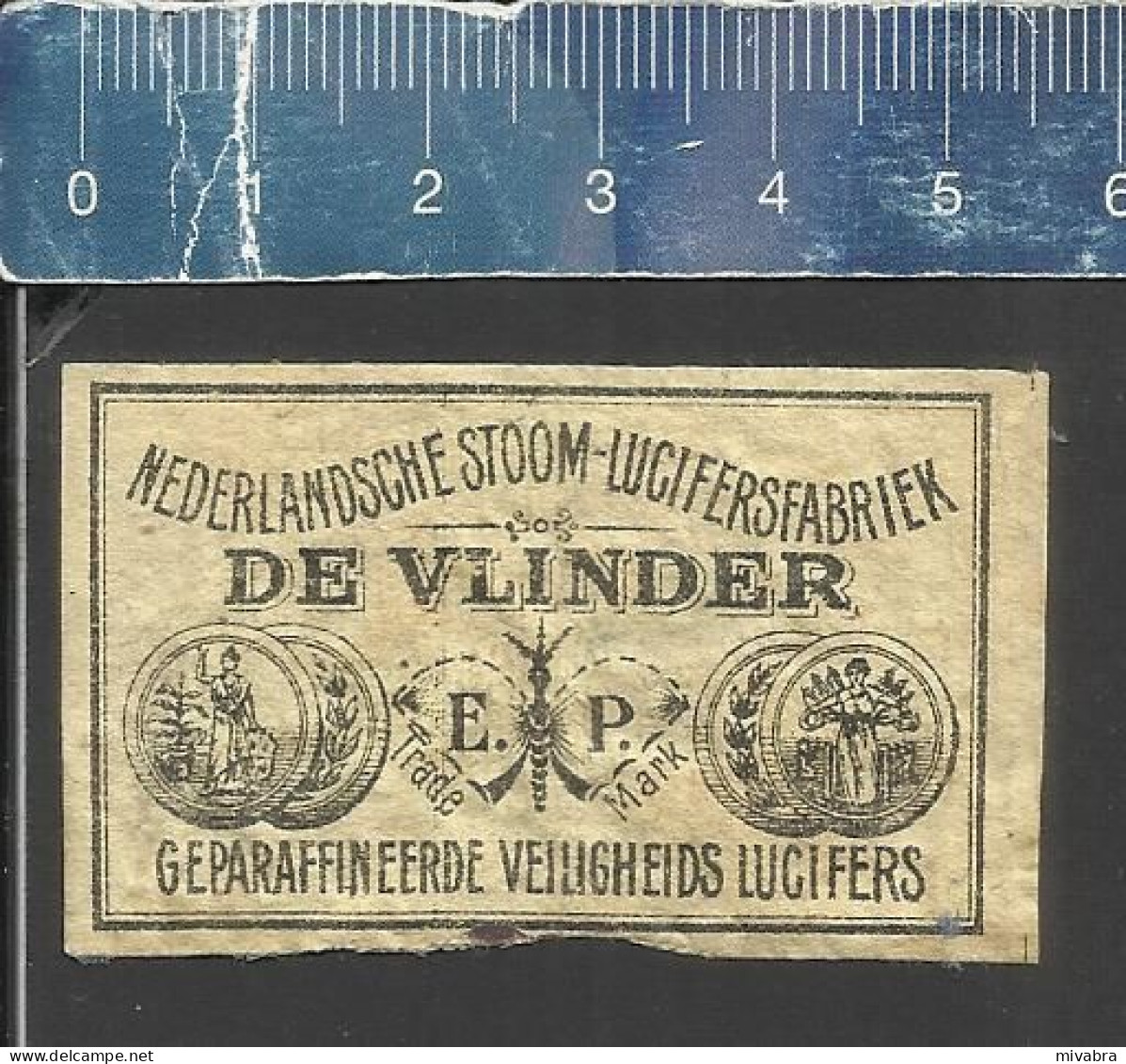 DE VLINDER NEDERLANDSCHE STOOM LUCIFERSFABRIEK E.P. (ERAS & PAULSON) - OLD MATCHBOX LABEL THE NETHERLANDS (HOLLAND) 1907 - Boites D'allumettes - Etiquettes