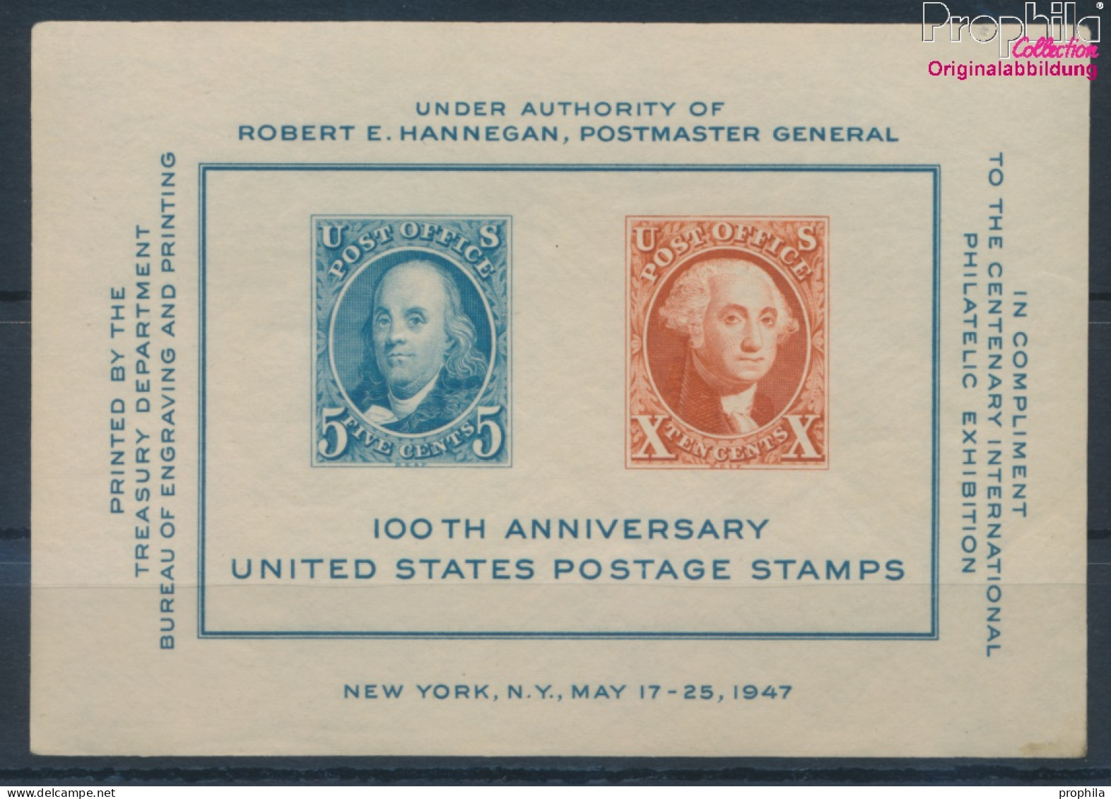 USA Block9 (kompl.Ausg.) Postfrisch 1947 Briefmarkenausstellung New York (10336638 - Nuovi