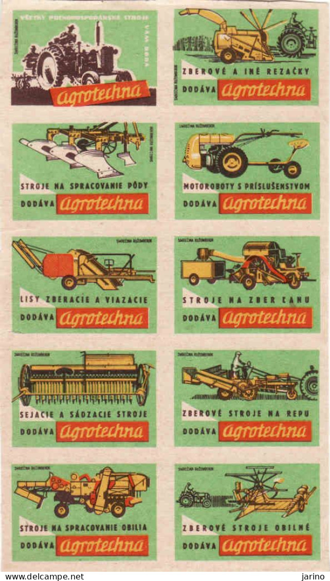 Slovakia - 10 Matchbox Labels - AGROTECHNA - Supplies All Agricultural Machinery And Equipment, Tractor, Harvester,... - Boites D'allumettes - Etiquettes