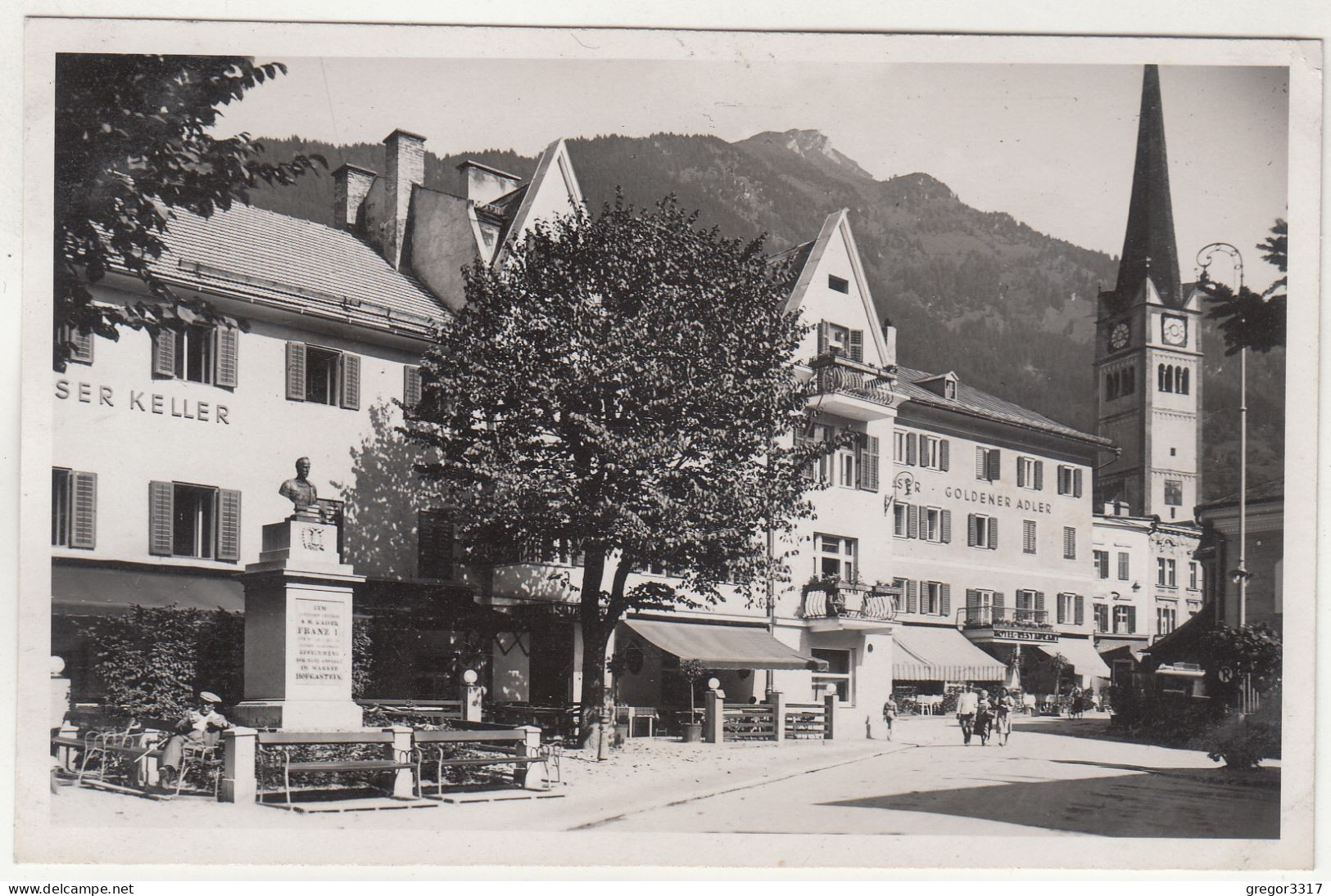 E4734) HOFGASTEIN - Salzburg - FOTO AK Mit Denkmal - Keller - Goldender Adler U. Kirche ALT ! - Bad Hofgastein