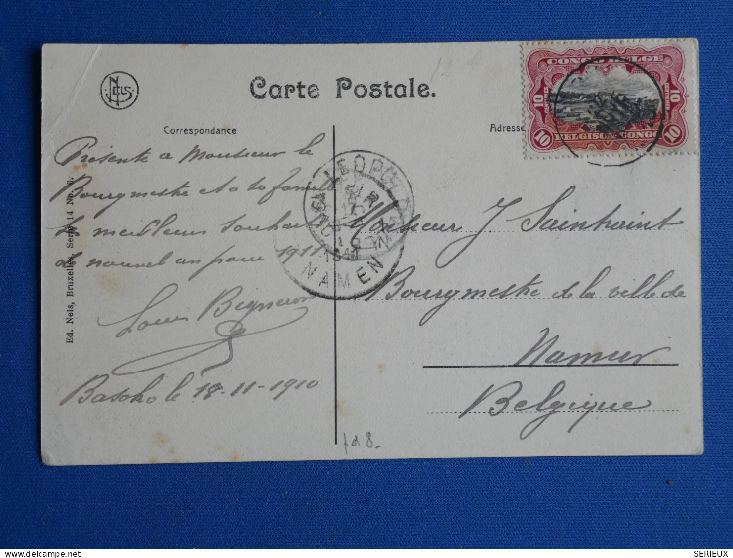 DJ 15 CONGO BELGE    BELLE CARTE  1911   LEOPOLD. A NAMUR BELGIQUE   + +AFF. INTERESSANT+++ - Lettres & Documents