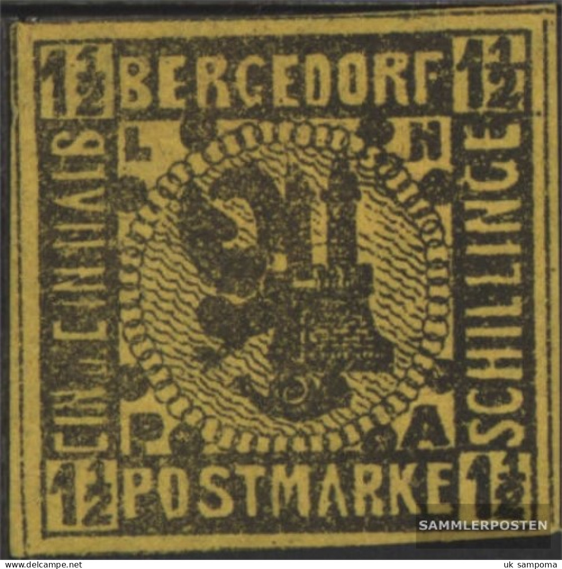 Bergedorf 3ND New- Or. Reproduction Unmounted Mint / Never Hinged 1887 Crest - Bergedorf