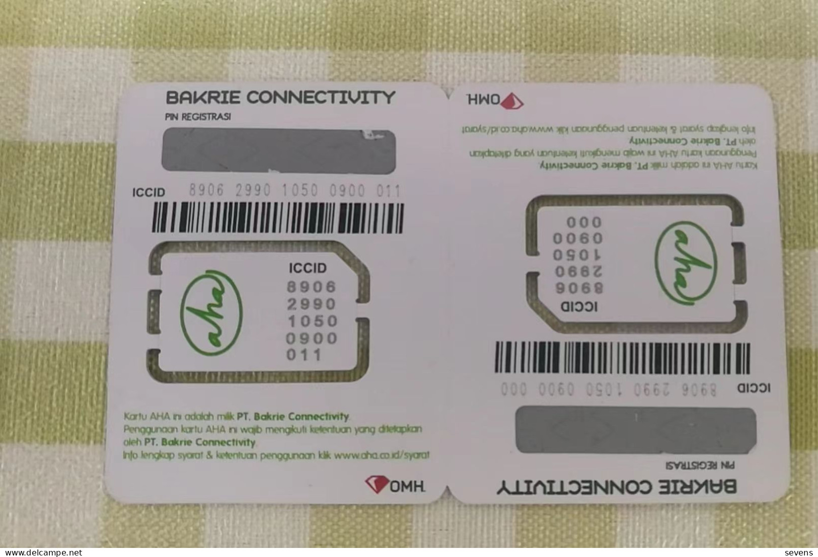 AHA GSM SIM Card,sample Card,tiny Bend,with A Scratch - Indonesië