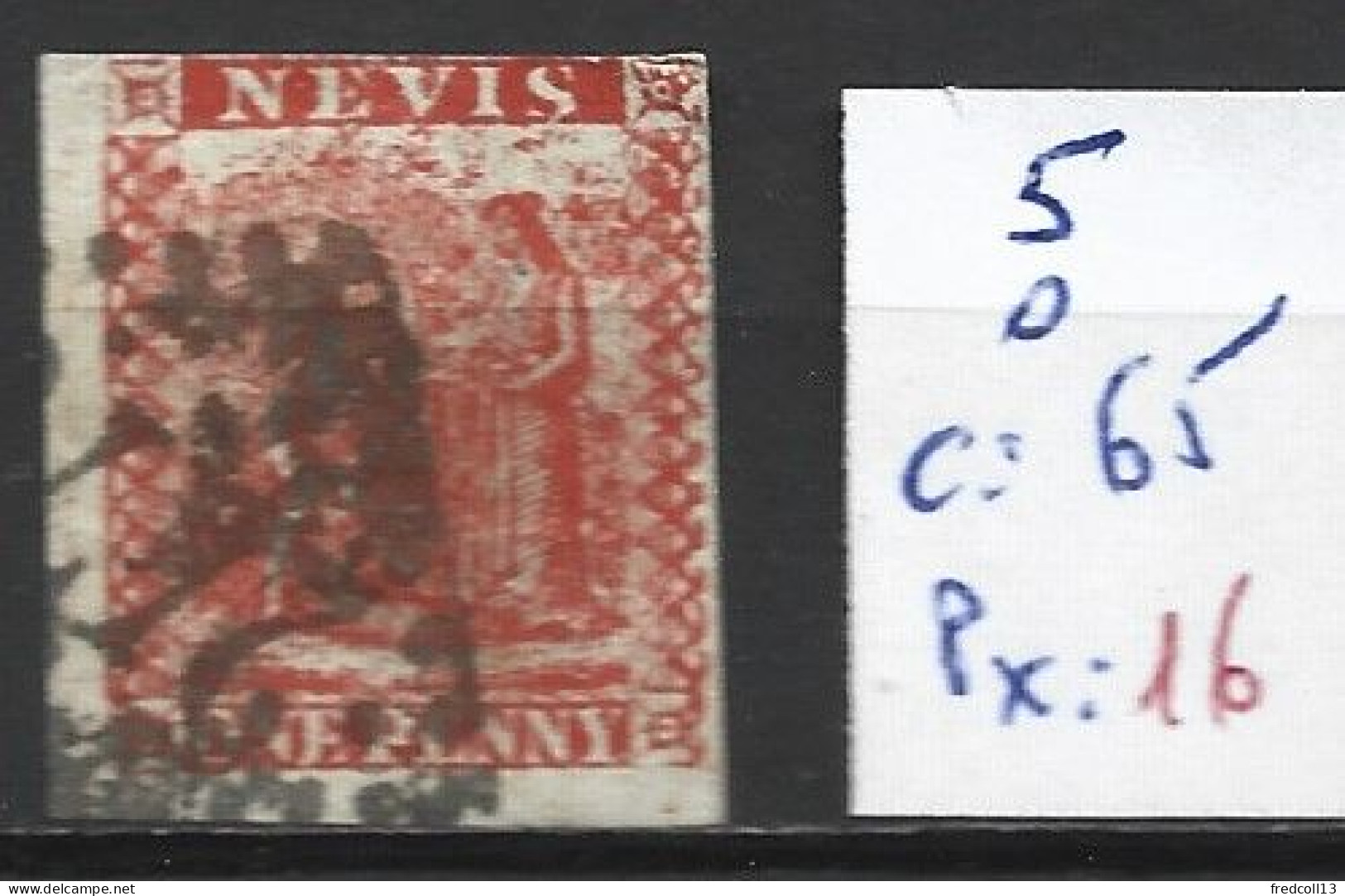 NEVIS 5 Oblitéré Côte 65 € - St.Christopher, Nevis En Anguilla (...-1980)