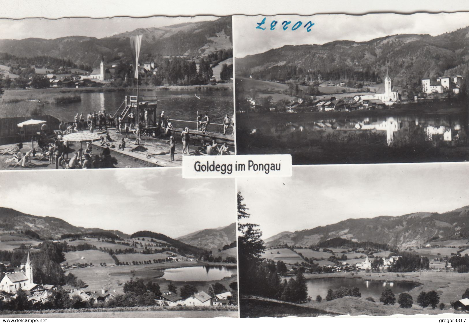 E4742) GOLDEGG Im PONGAU - S/W Mehrbild AK - See Kirche Schwimmbad Badende - Goldegg