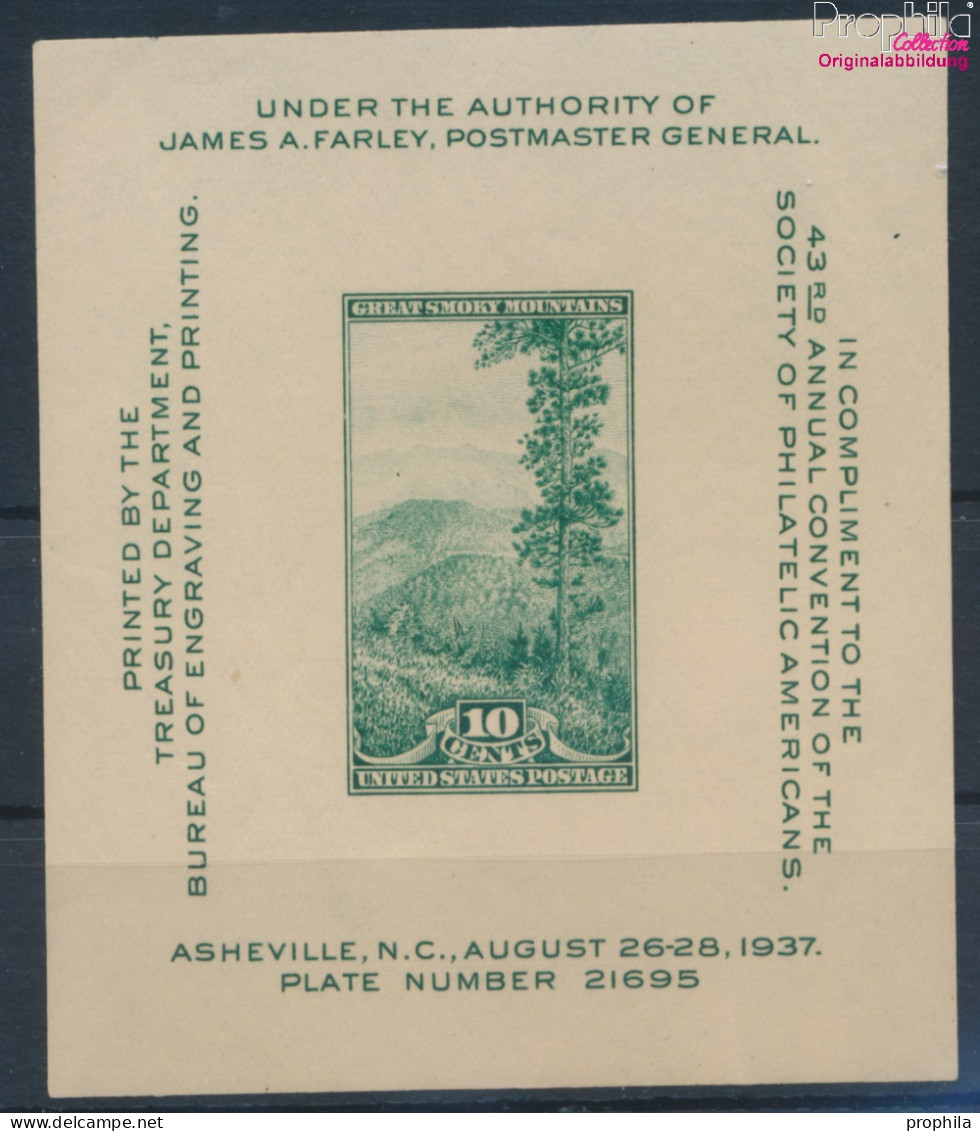 USA Block8 (kompl.Ausg.) Postfrisch 1937 Philatelisten In Asheville (10336700 - Neufs