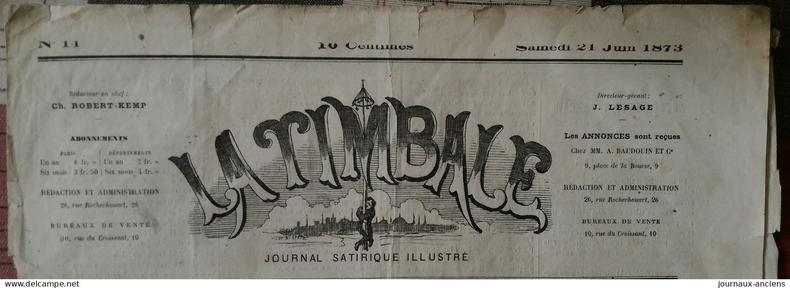 1873 LA TIMBALE ( Journal Satirique Illustré ) - FRÉDÉRICK LEMAITRE Par REYEM - Ohne Zuordnung