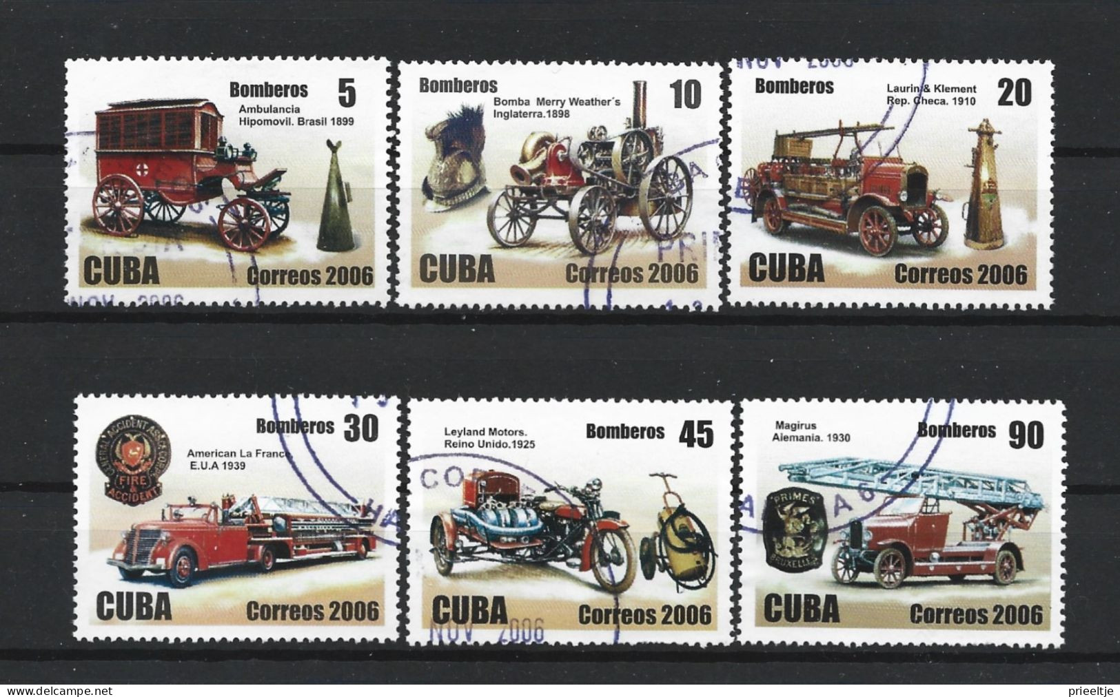 Cuba 2006 Historical Fire Trucks  Y.T. 4393/4398 (0) - Used Stamps