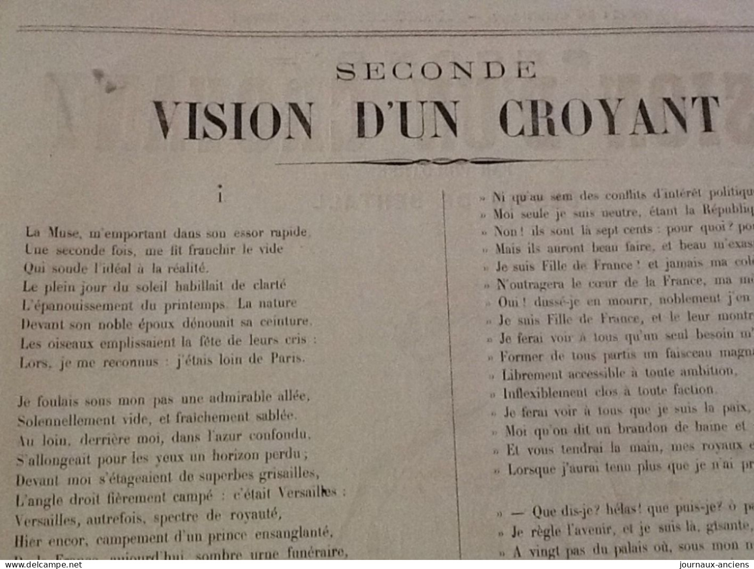 1872 Journal SECONDE VISION D'UN CROYANT par BERTALL - LA FRANCE DICTAIT LA RÉPUBLIQUE ÉCRIVAIT