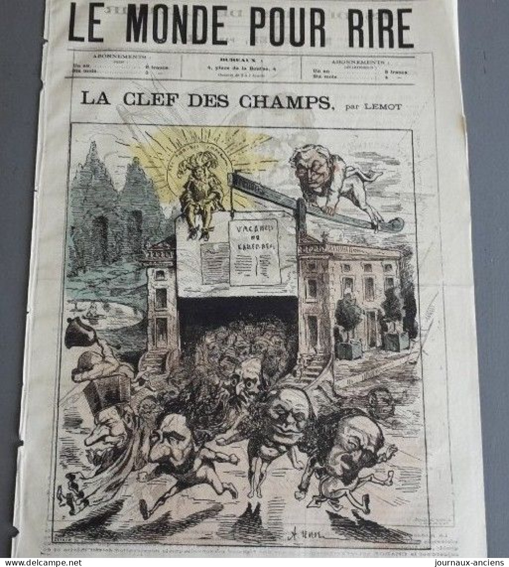 1871 LE MONDE POUR RIRE N° 133 - LA CLEF DES CHAMPS Par LEMOT - VACANCES DE L'ASSEMBLÉ - Mr THIERS - GAMBETTA - Non Classés