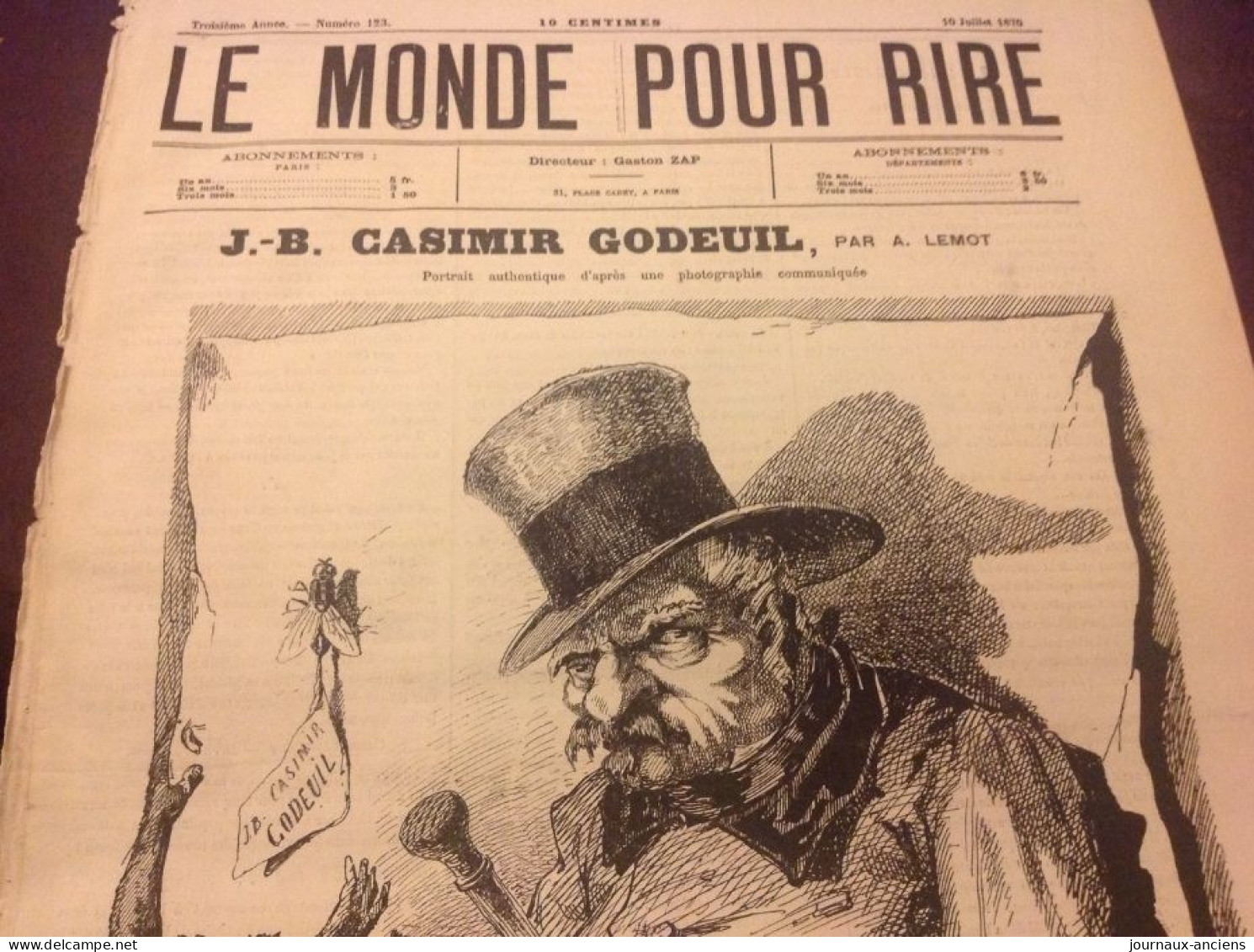 1870 Journal LE MONDE POUR RIRE N° 123 - J-B CASIMIR GODEUIL Par A. LEMOT - Non Classés