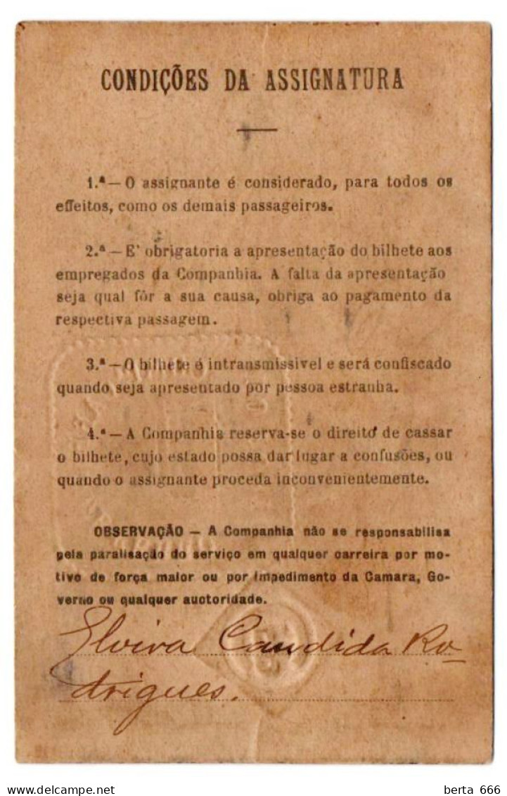 Passe Sobretaxa De Guerra * Companhia Carris De Ferro Do Porto * 1918 * Portugal Tramway Season Ticket * WWI Tax - Europe