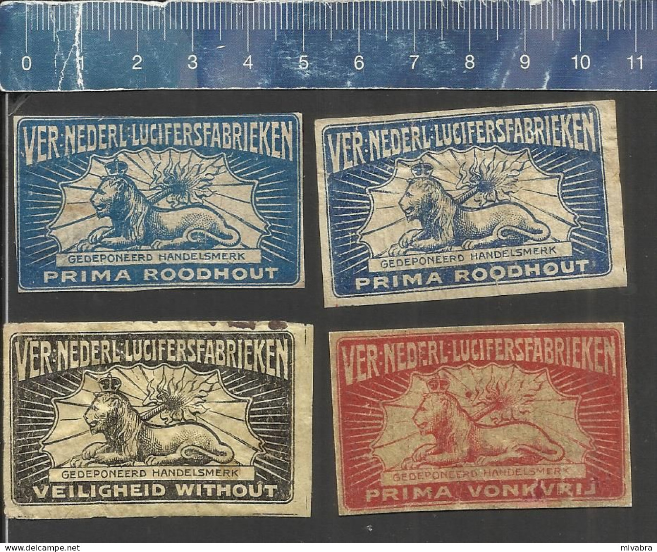 VER. NEDERL. LUCIFERSFABRIEKEN WITHOUT ROODHOUT VONKVRIJ  - OLD MATCHBOX LABELS THE NETHERLANDS (HOLLAND) ± 1900 - Boites D'allumettes - Etiquettes