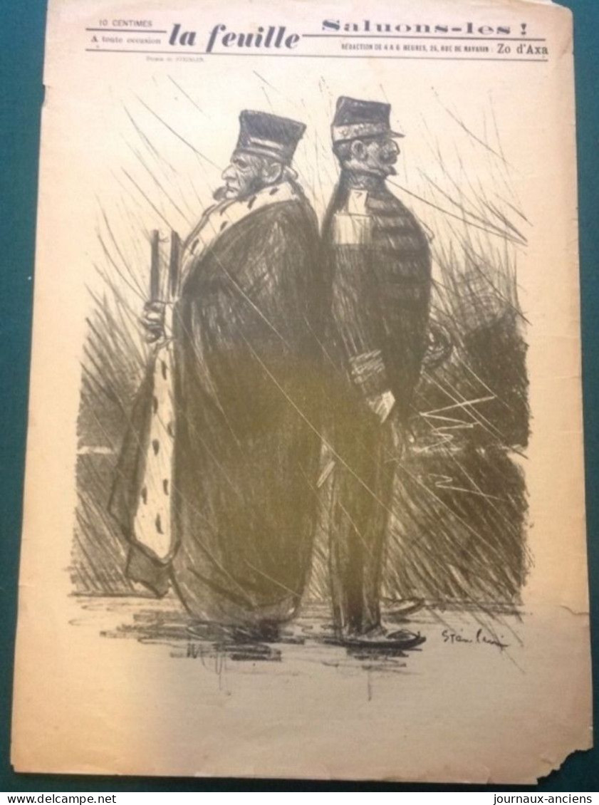 1898  Dessin De STEINLEN Saluons Les ! - AVOCAT - MILITAIRE - Journal " LA FEUILLE N° 23" - Zo D'AXA - Ohne Zuordnung