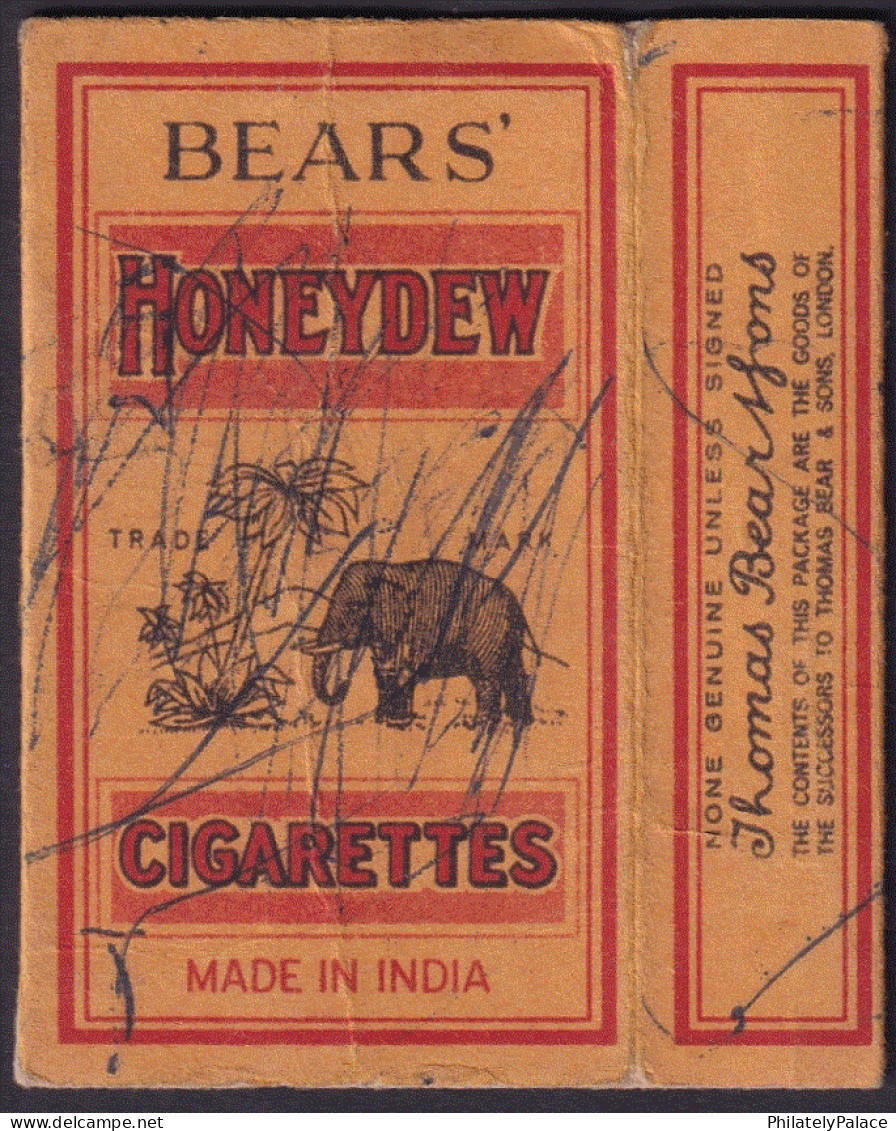 India Vintage BEARS HONEYDEW-Elephant- Pen Mark- Empty CIGARETTE Packet  (**) Inde Indien - Estuches Para Cigarrillos (vacios)
