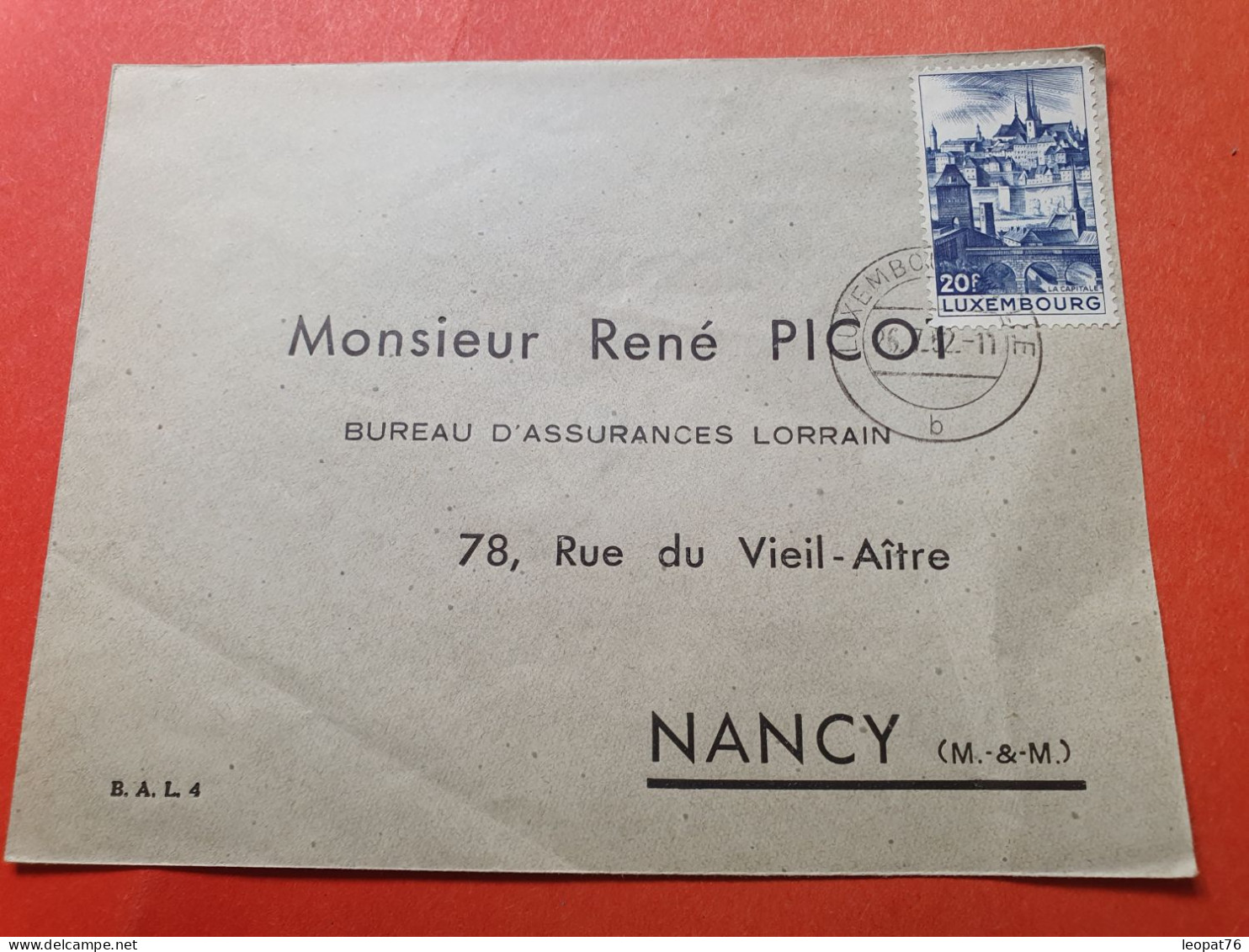 Luxembourg - Enveloppe De Luxembourg Pour Nancy En 1952 - Réf 3357 - Briefe U. Dokumente