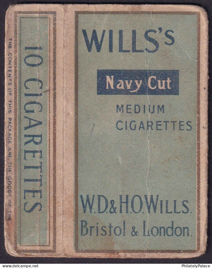 India Vintage WILLS'S NAVY CUT - Empty CIGARETTE Packet  (**) Inde Indien - Zigarettenetuis (leer)