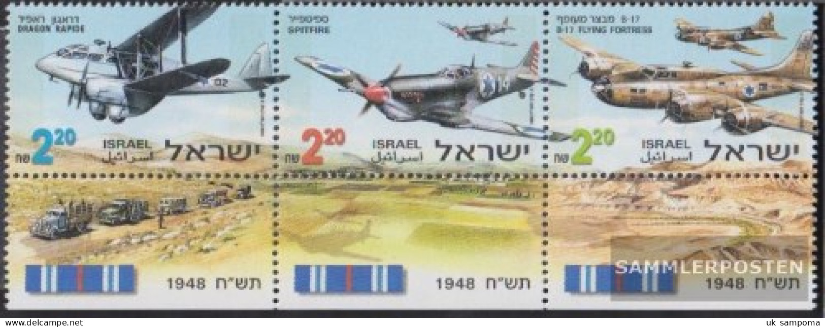 Israel 1471-1473 Triple Strip With Tab (complete Issue) Unmounted Mint / Never Hinged 1998 Combat Aircraft - Unused Stamps (with Tabs)