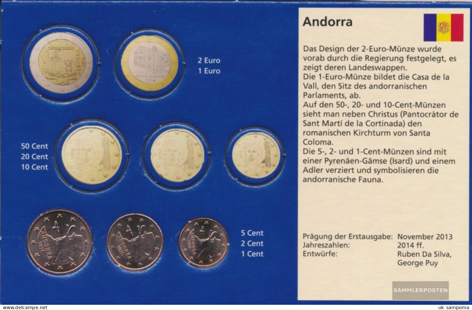 Andorra AND1- 3 Stgl./unzirkuliert Mixed Vintages Stgl./unzirkuliert From 2014 Kursmünzen 1, 2 And 5 CENT - Andorre
